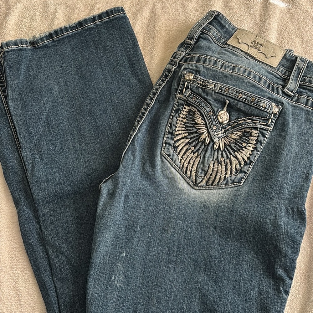 Miss Me Boot Cut Jeans Blue Silver Embroidery - Picture 6 of 6